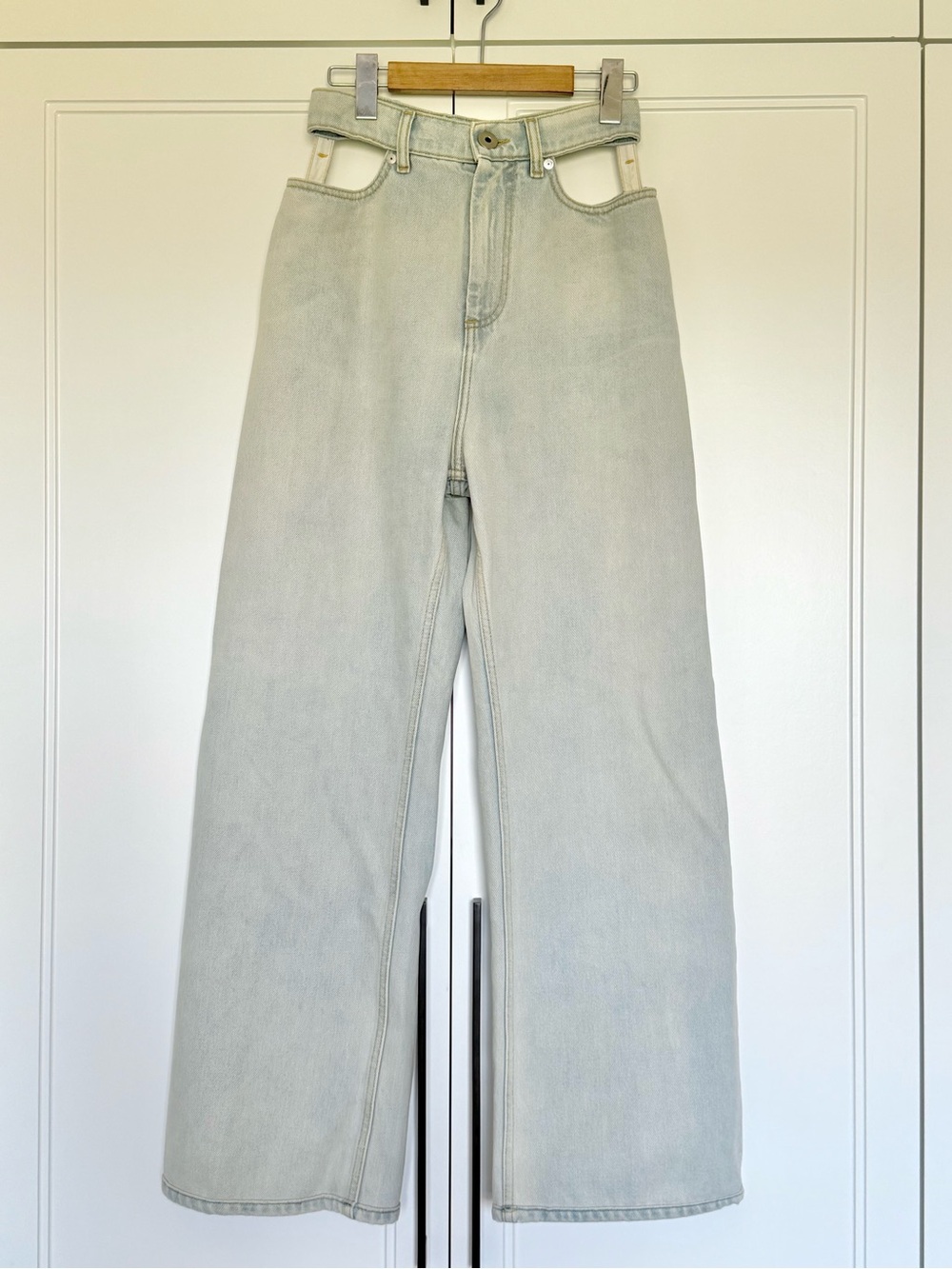 Maison Margiela Light Blue Cutout High-Rise Wide-Leg Jeans